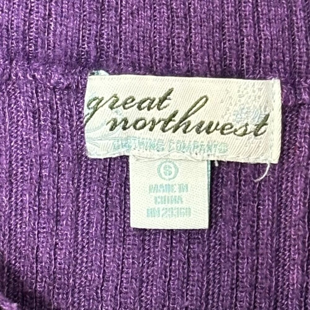 Great Northwest Half-Zip Ribbed Sweater Purple Color Block w/White Strip - Picture 4 of 13